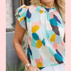THML Colorful Brushstroke Blouse